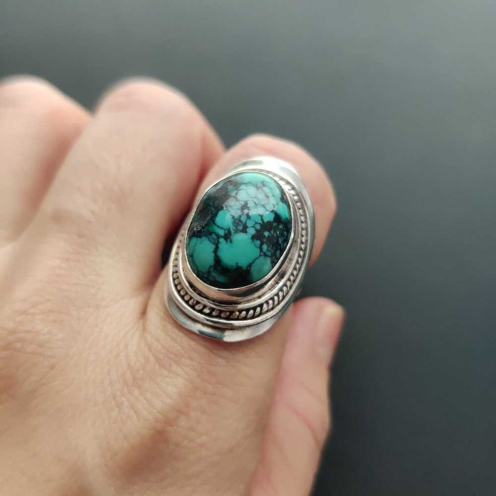 Southwest style Turquoise Sterling Silver Ring - image 1