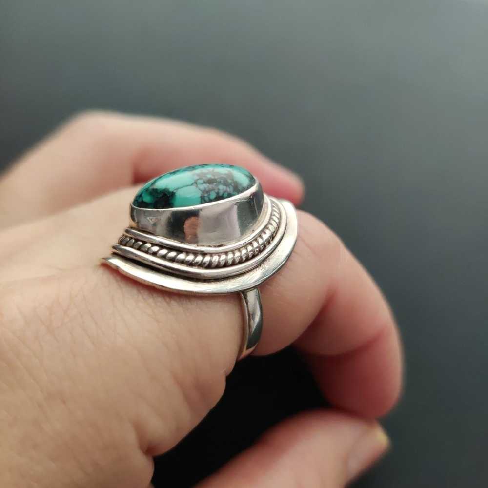 Southwest style Turquoise Sterling Silver Ring - image 2