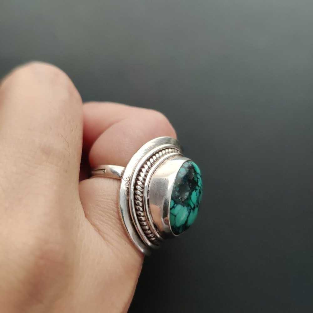 Southwest style Turquoise Sterling Silver Ring - image 3