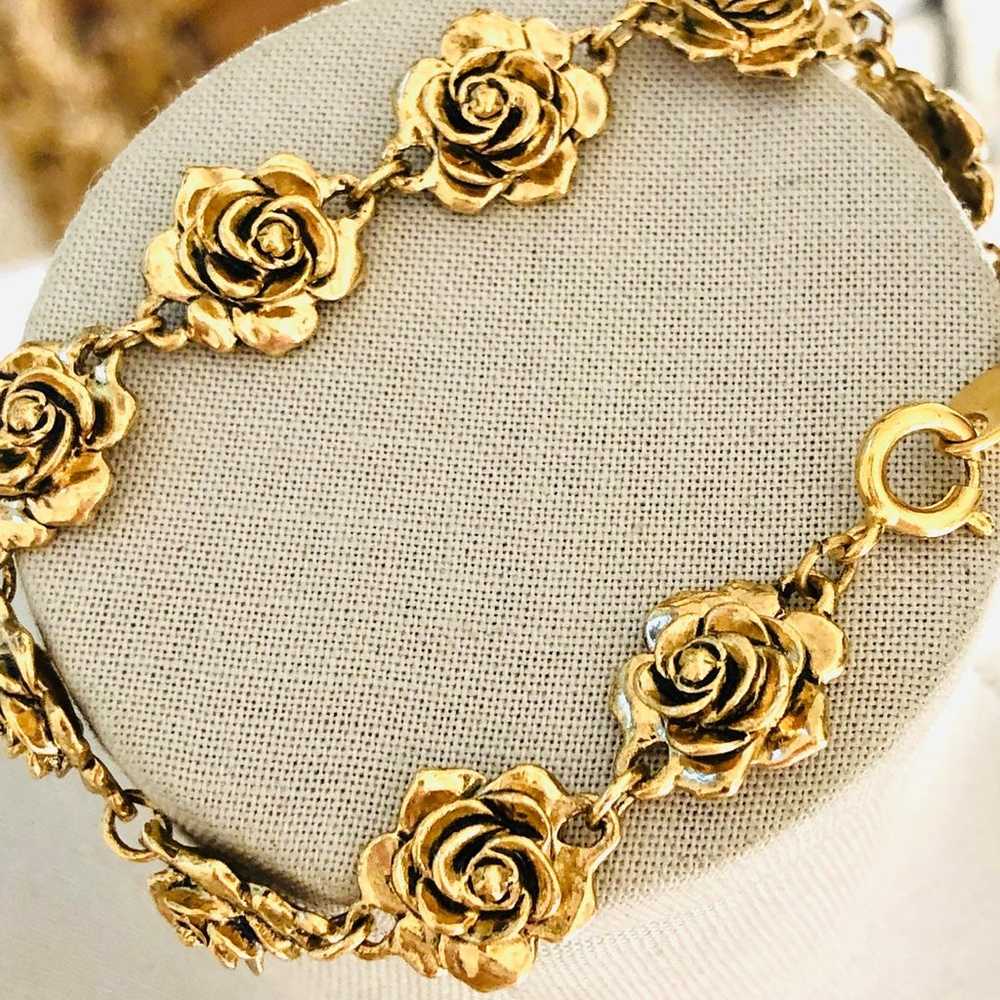 Vintage Rose Flower Bracelet - image 3