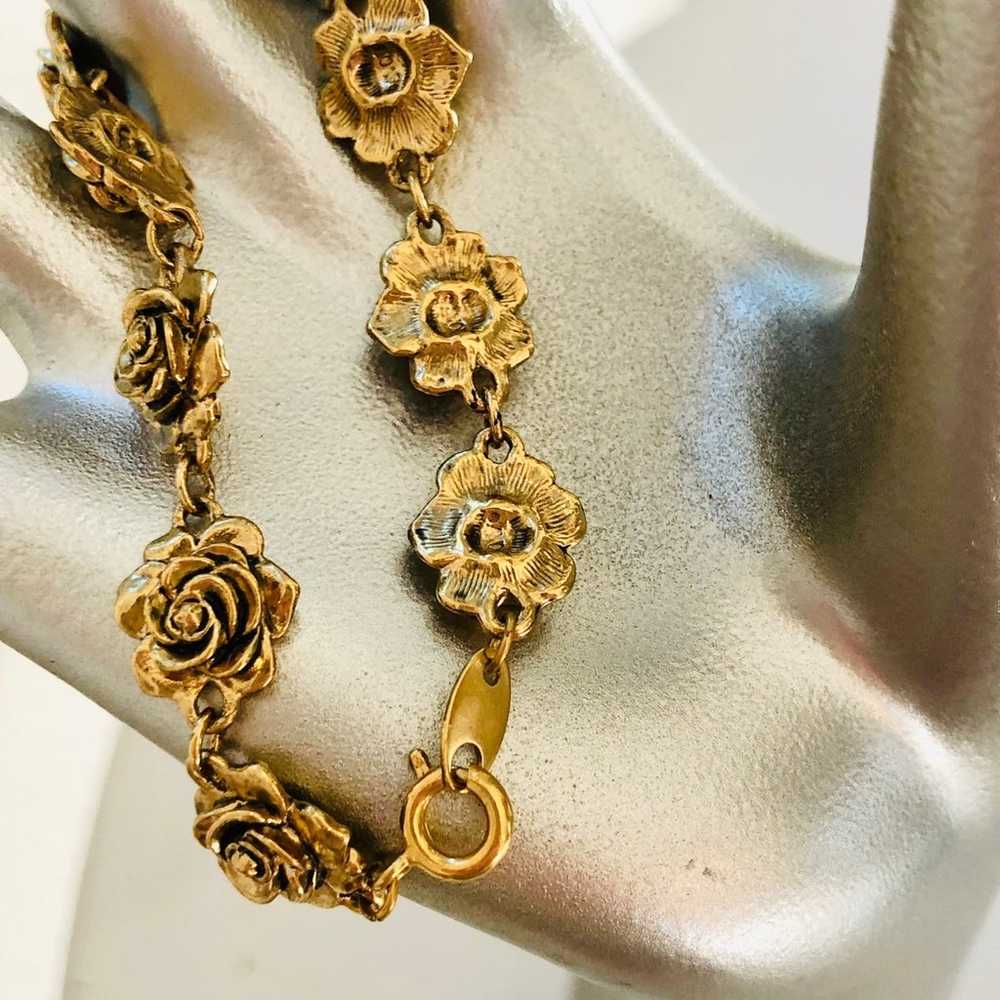 Vintage Rose Flower Bracelet - image 5