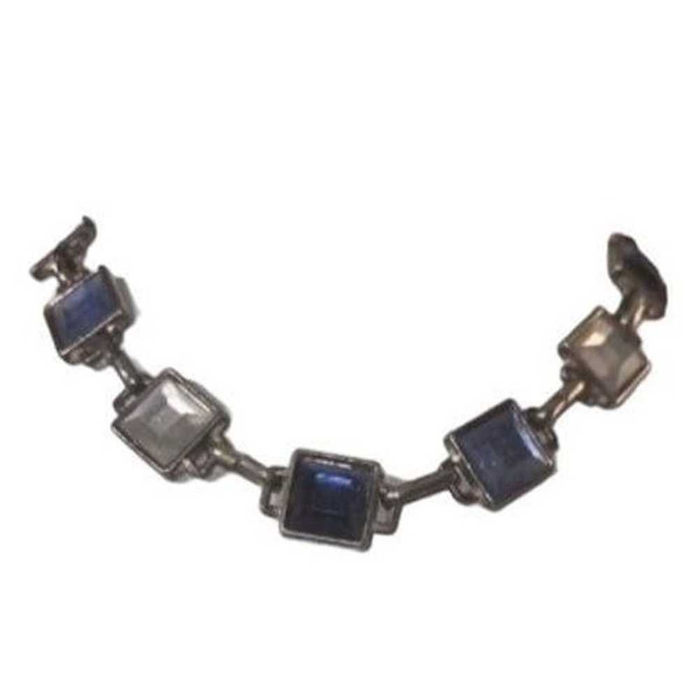 Vintage Women's Choker Necklace Blue Gemstone Jew… - image 1
