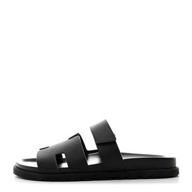 HERMES Calfskin Mens Chypre Sandals 44 Black