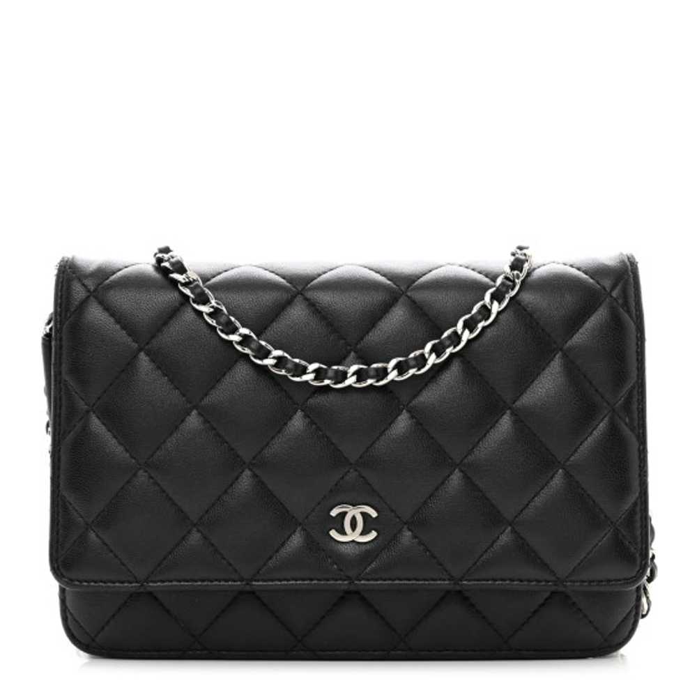 CHANEL Lambskin Quilted Wallet On Chain WOC Black - image 1