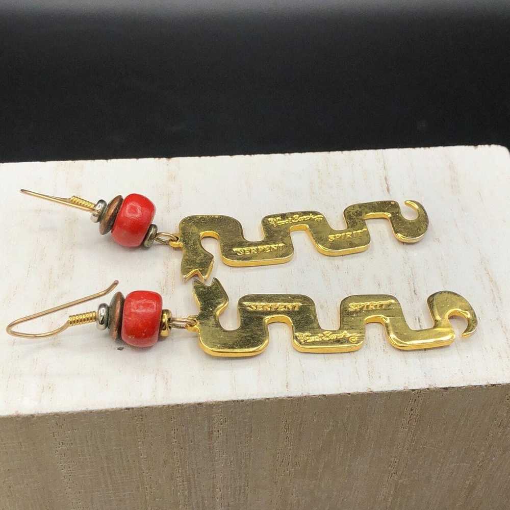 Laurel Burch Earrings 1980s Serpent Spirit Red Bl… - image 4