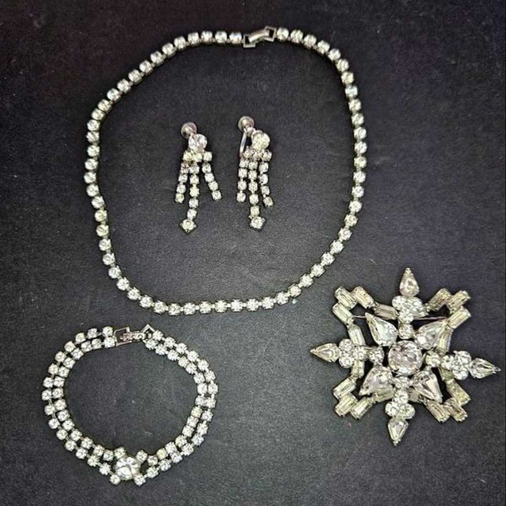 Vintage Parure Clear Rhinestone Jewelry Set Choke… - image 1