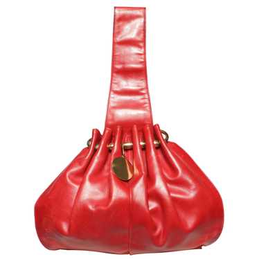 Vintage 1960s Koret Red Leather Trapezoid Pouch B… - image 1