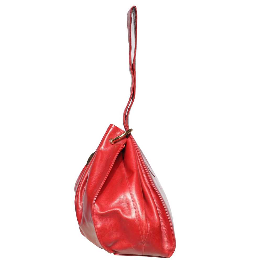 Vintage 1960s Koret Red Leather Trapezoid Pouch B… - image 4