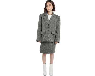 Vtg YVES SAINT LAURENT Wool Power Blazer Skirt Se… - image 1