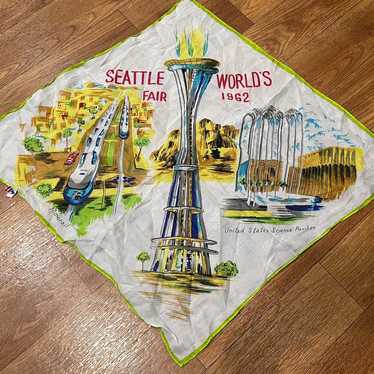 Vintage 1962 Seattle Worlds Fair Scarf Handkerchie