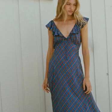 Doen Lulani dress azure French plaid size large