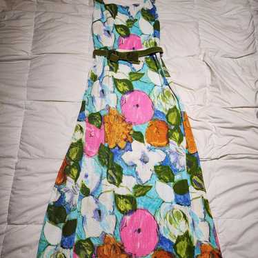Vintage Floral Maxi Dress Mod Retro Gown - image 1