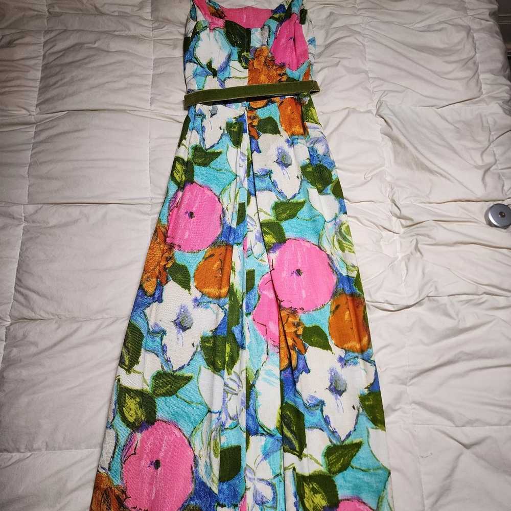 Vintage Floral Maxi Dress Mod Retro Gown - image 3