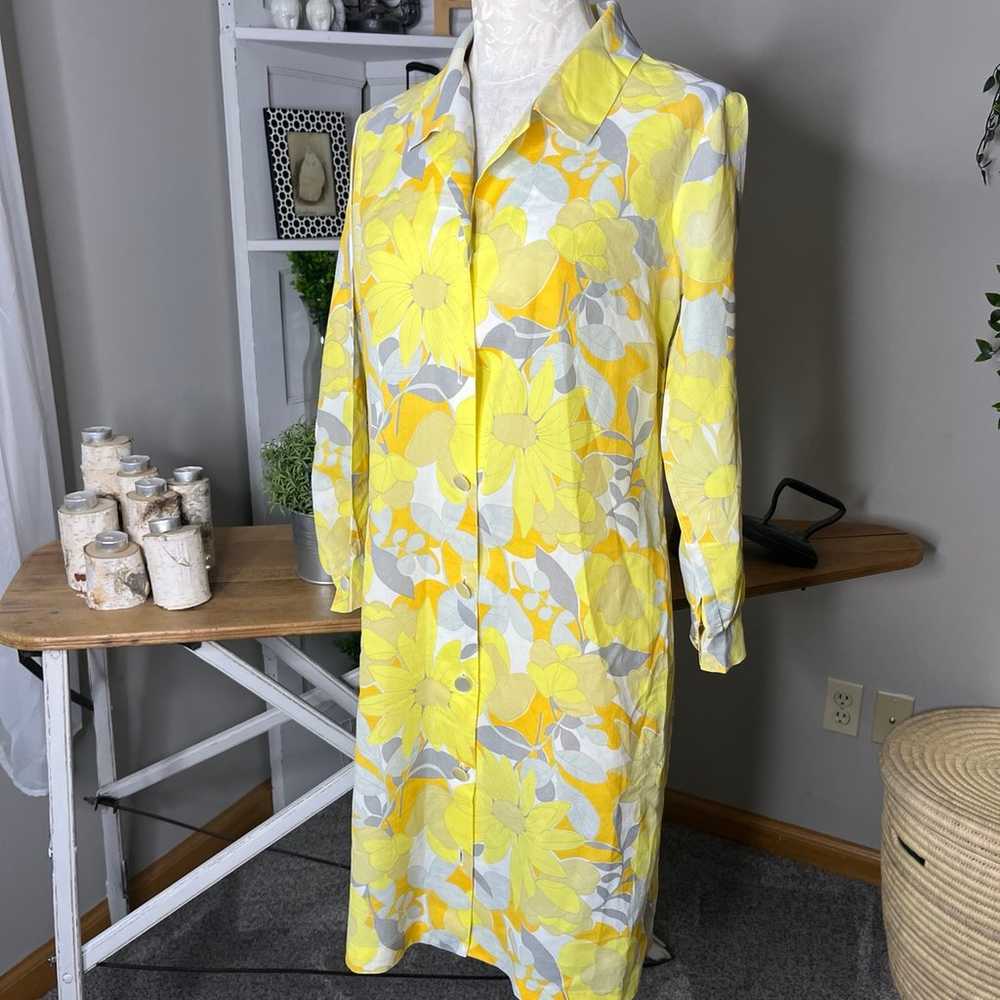 Vintage 70s Yellow Flower Dress - image 2