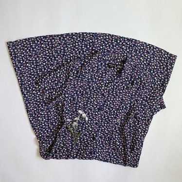 Vintage 90s navy floral shirt dress
