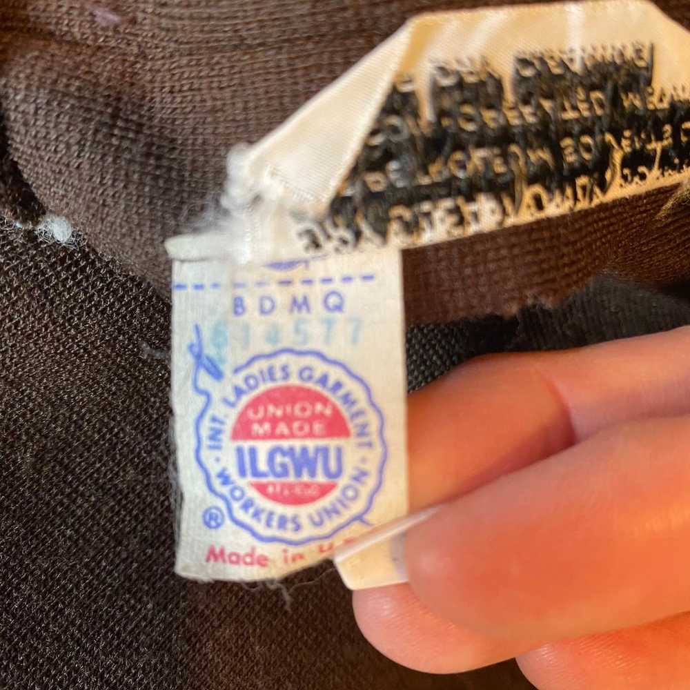 Vintage ILGWU Union Made Brown Polyester Mock Nec… - image 11