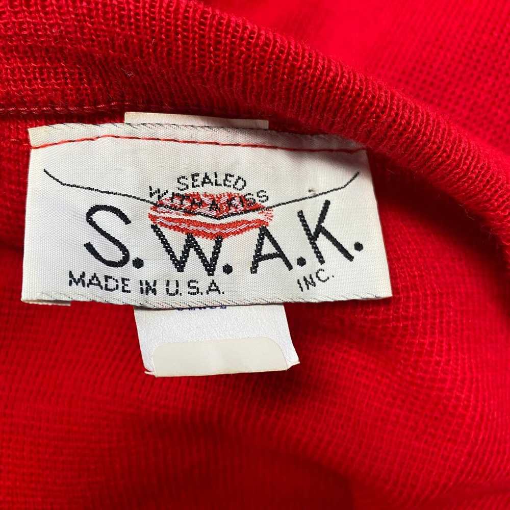 Vintage S.W.A.K Womens Size S Red Knit 80s Tassel… - image 6