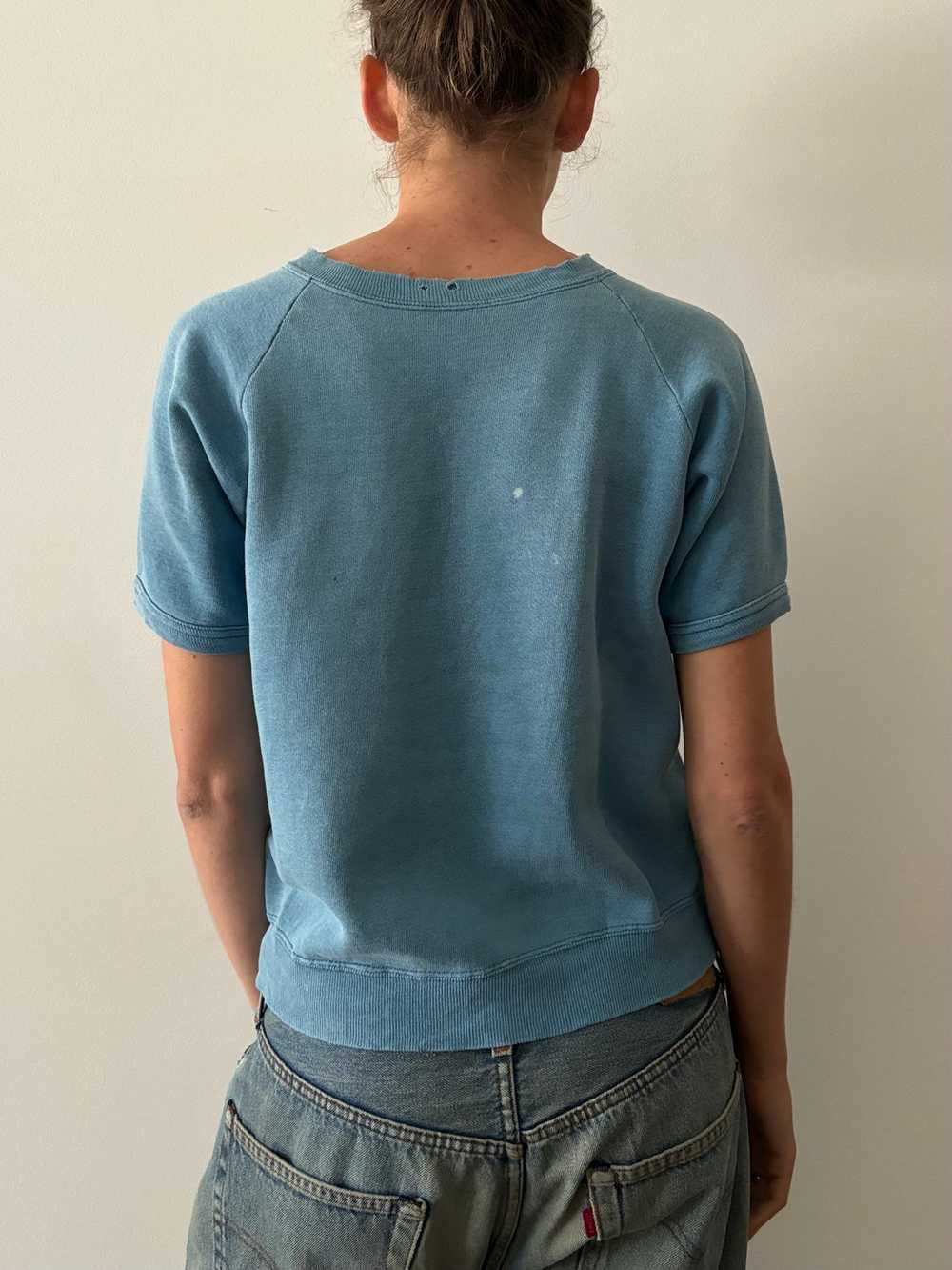60s Blue Faded Short Sleeve Sweatshirt tee - image 2