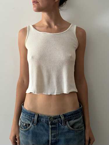 60s Cropped White Tank Top - image 1