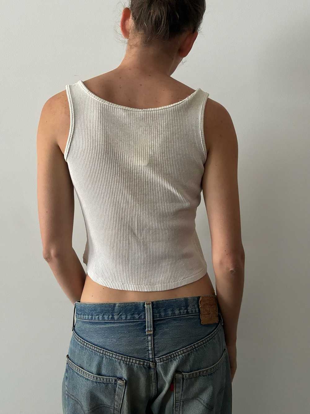 60s Cropped White Tank Top - image 3