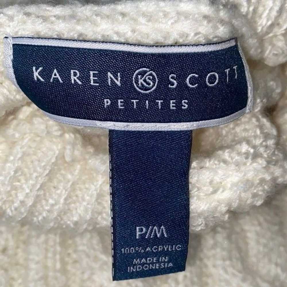 Karen Scott Petites, Retro, Ivory, Chunky Knit Mo… - image 7