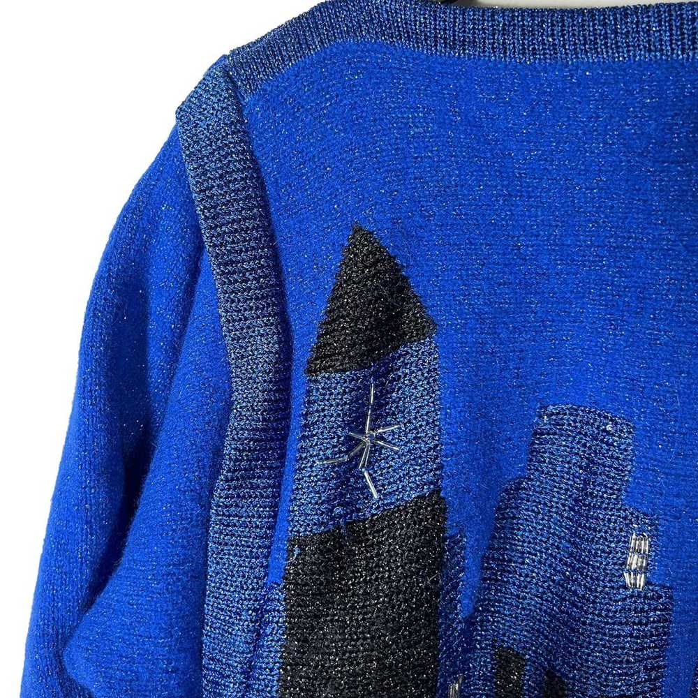 Vintage Jacques Vert Sweater XS Blue Metallic Lam… - image 2