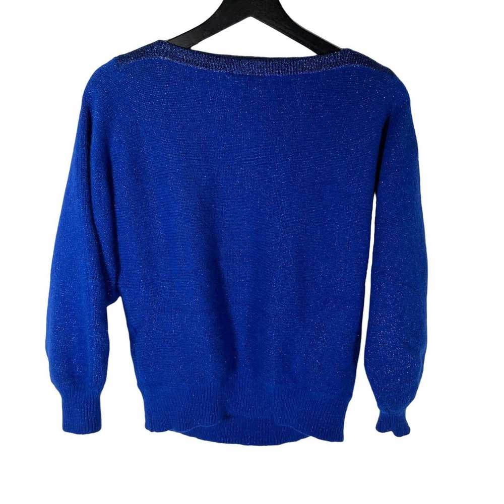Vintage Jacques Vert Sweater XS Blue Metallic Lam… - image 3