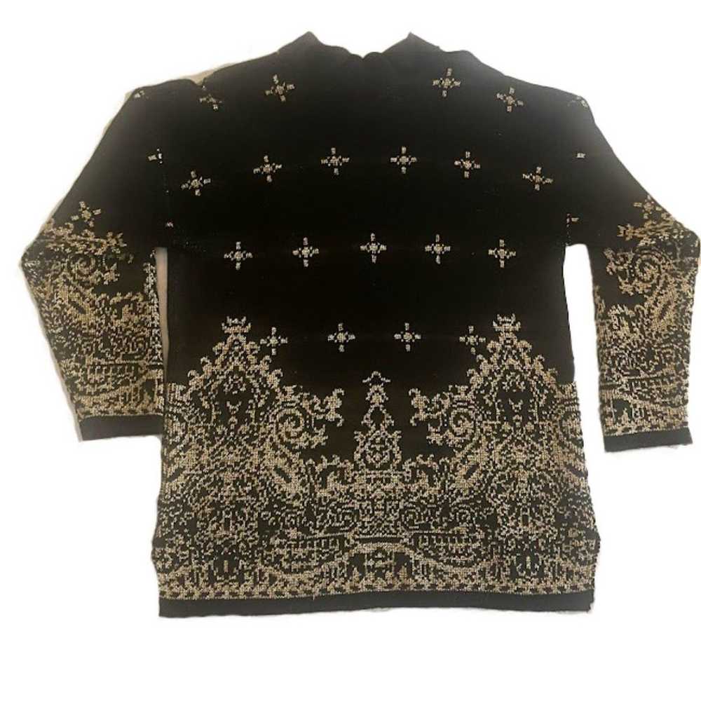 Vintage Sheridan Square Black and Gold Pullover S… - image 2