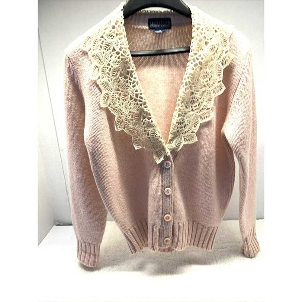 Nordstrom VTG Light Pink Cardigan 100% Wool Sweat… - image 2
