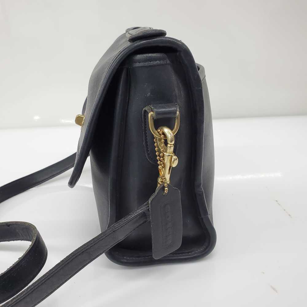 Vintage Coach Black Leather Turnlock Shoulder Bag - image 5