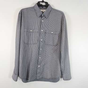 Club Monaco Men Gray/Navy Striped Button Up Shirt… - image 1