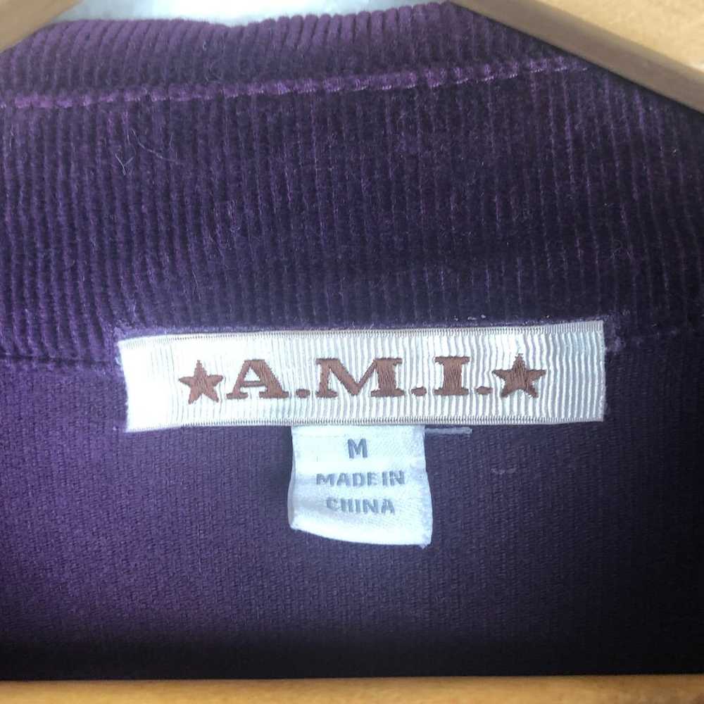 AMI Y2K Purple Corduroy Cord Purple Button Up Col… - image 4