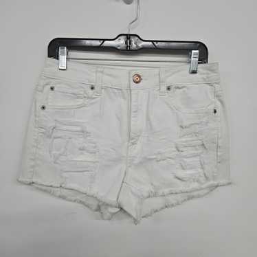 American Eagle White Distressed Cut Off Shorts - image 1