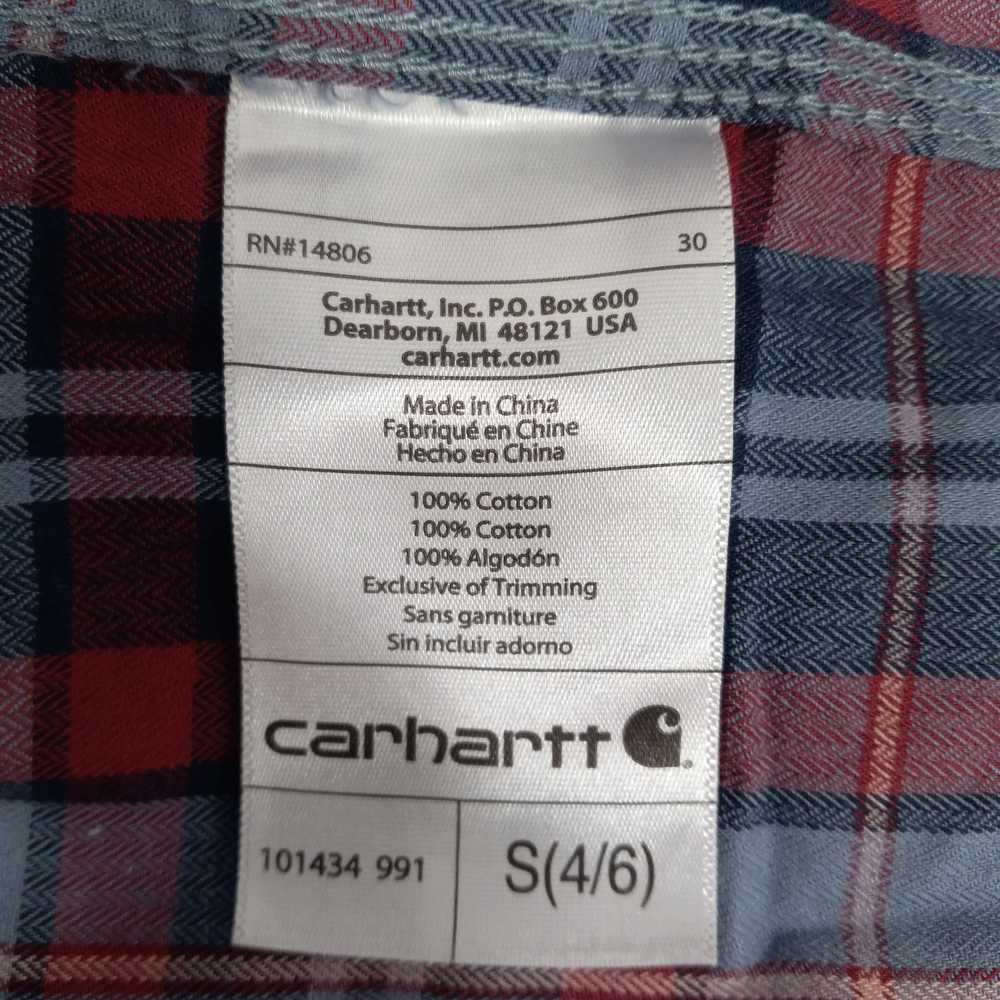 Carhartt Size 4/6 Small Blue/Red Plaid Shirt w/Ta… - image 5