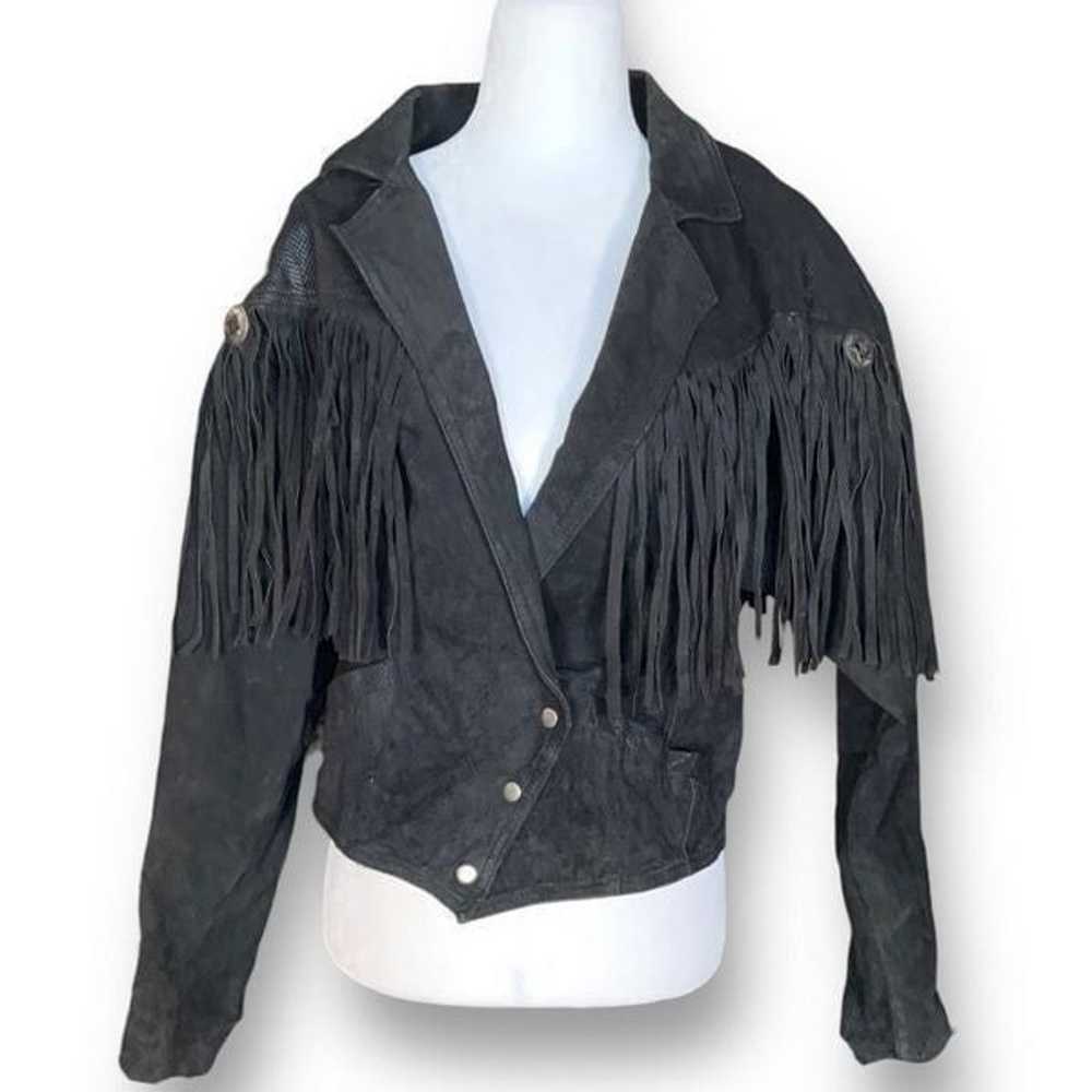 Vintage Body Exteriors Jacket Black Suede Leather… - image 11