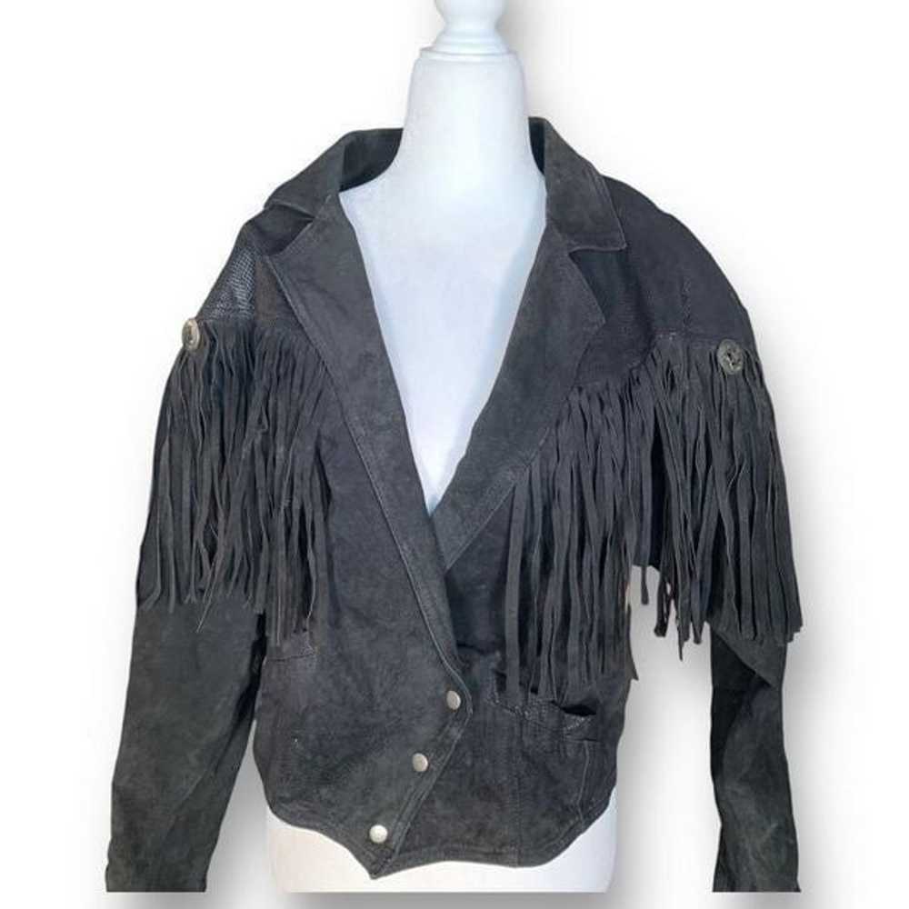 Vintage Body Exteriors Jacket Black Suede Leather… - image 1