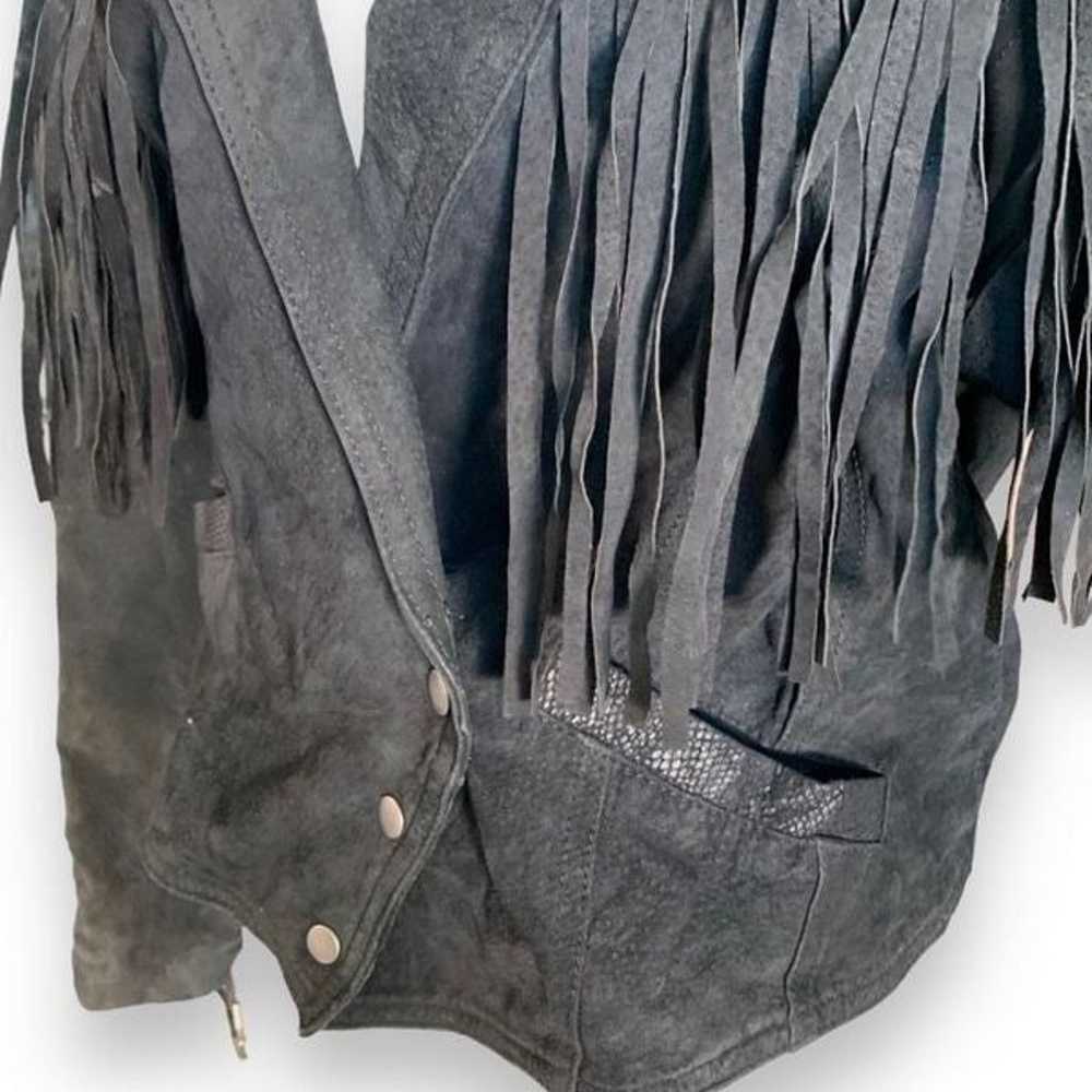 Vintage Body Exteriors Jacket Black Suede Leather… - image 2