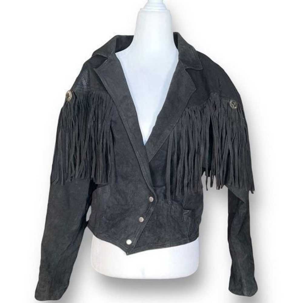 Vintage Body Exteriors Jacket Black Suede Leather… - image 7