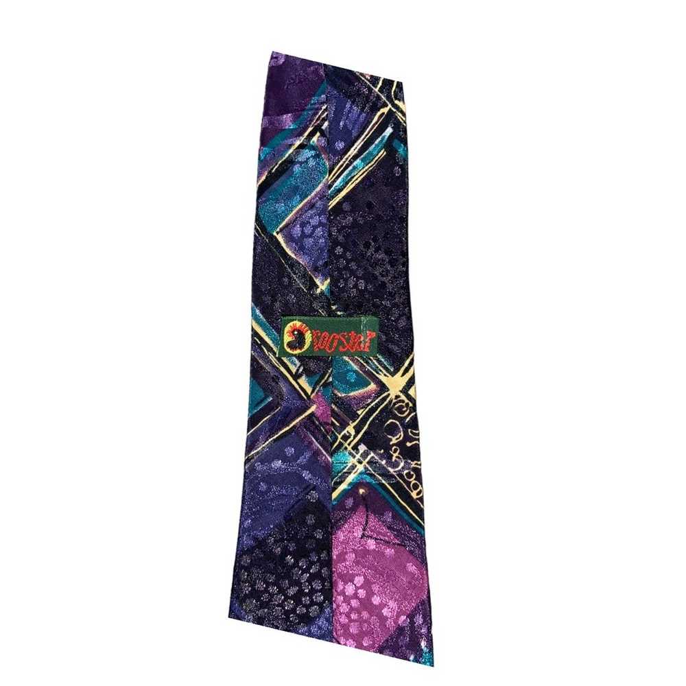 Vintage Mens Rooster Tie Vibrant Colorful Gorgeou… - image 5