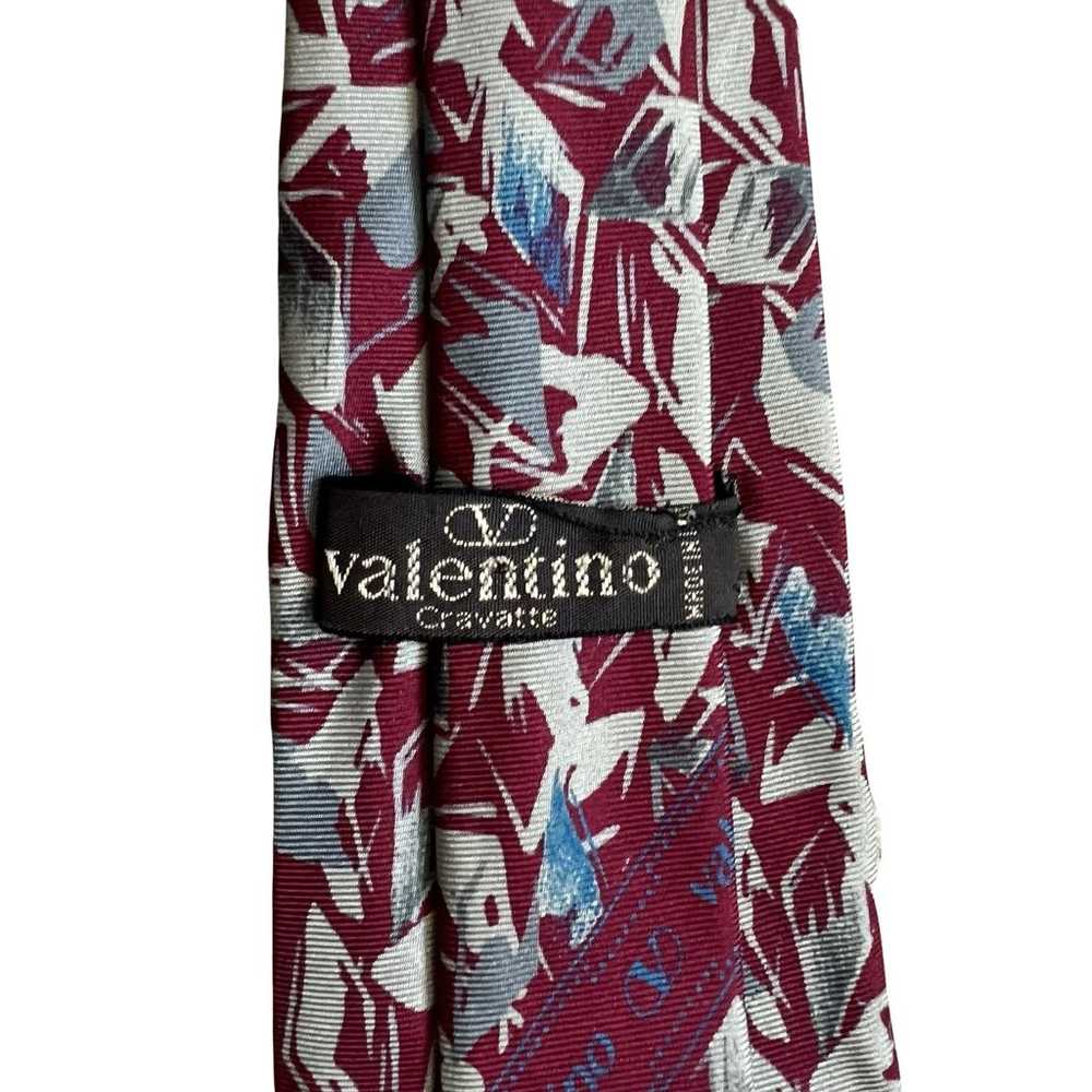 Vintage Valentino Cravatte Tie Red Blue White Abs… - image 3