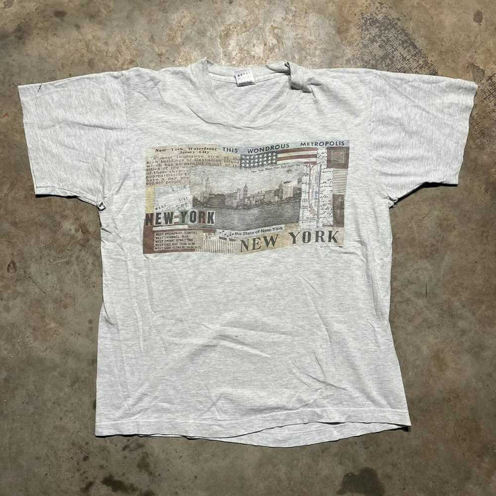 Vintage 90s New York City Grey Distressed Shirt - image 1