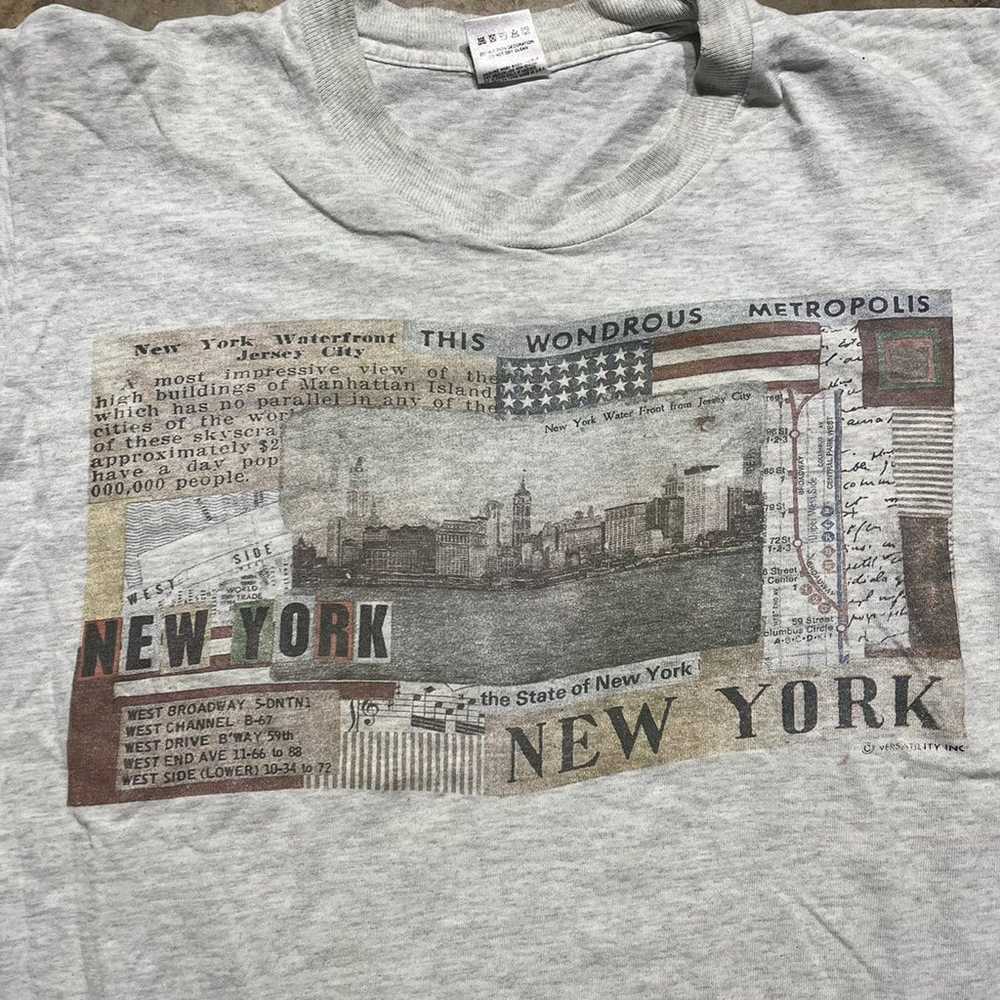 Vintage 90s New York City Grey Distressed Shirt - image 2