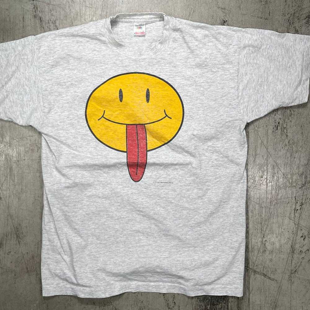 90s SMILEY FACE TONGUE GRAPHIC TEE - image 2