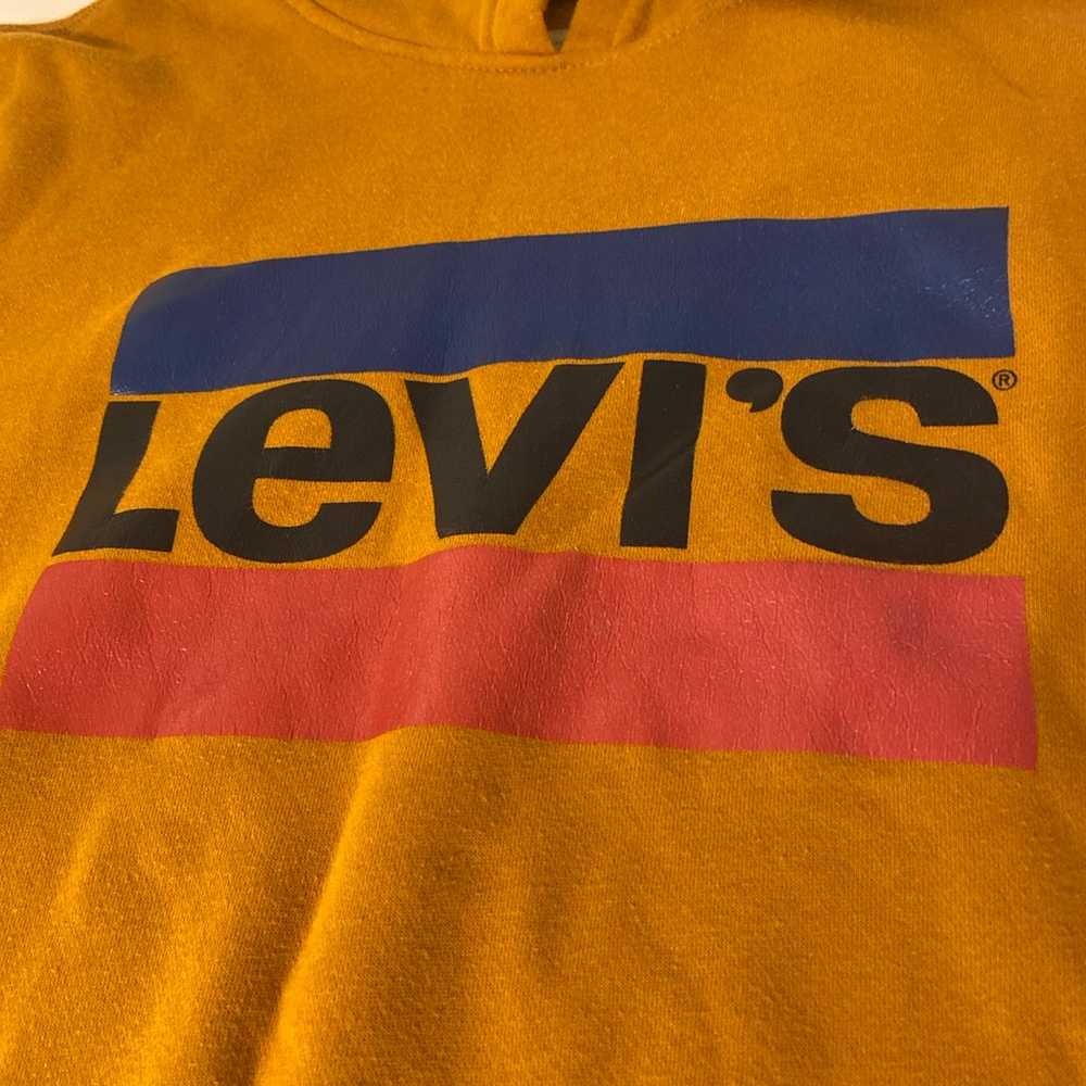 Vintage Levi’s mustard yellow hoodie sweatshirt m… - image 3