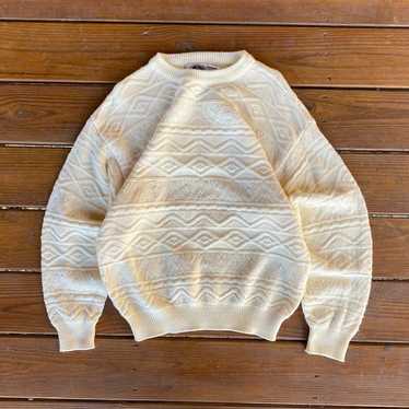 Vintage 1990s Cream 3D Textured Pattern Sweater
