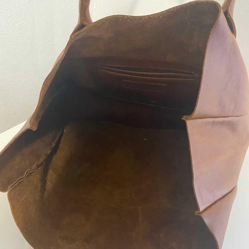 Handmade Etsy camel leather tote - image 2