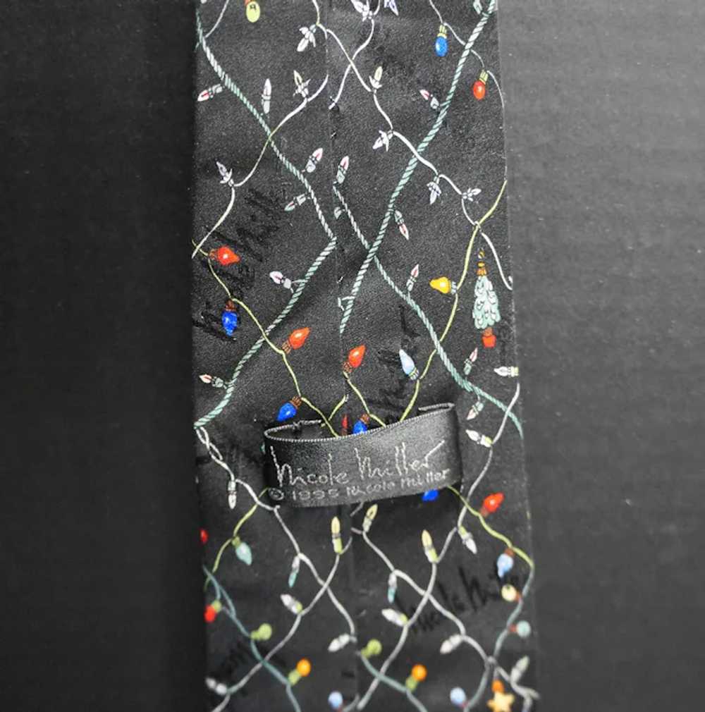 Nicole Miller Christmas Light Print Black Silk Ti… - image 3