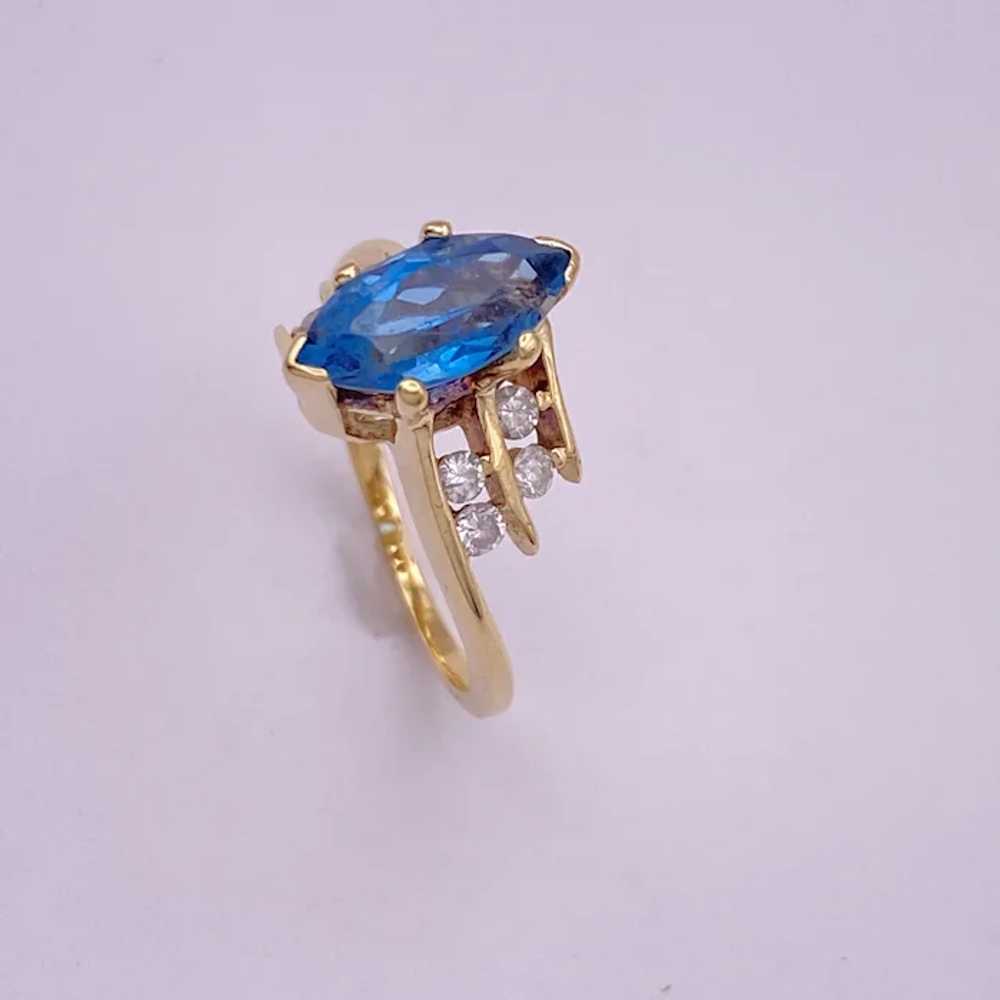 Marquis London Blue Topaz and Diamond Ring 1.53 C… - image 2