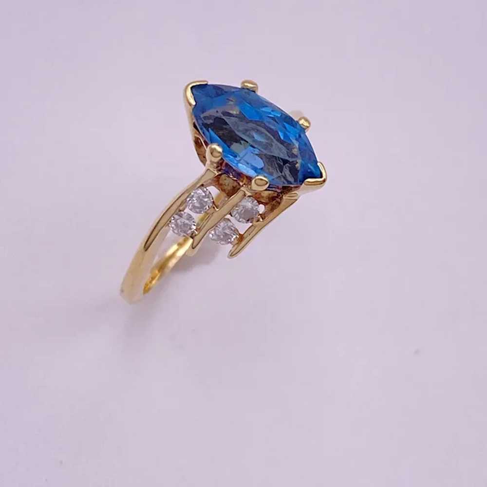 Marquis London Blue Topaz and Diamond Ring 1.53 C… - image 3