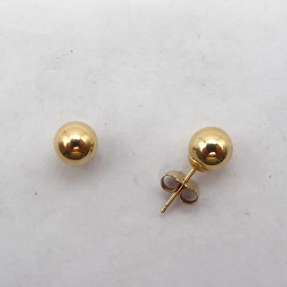 6mm 14k Yellow Gold Ball Earrings - image 2